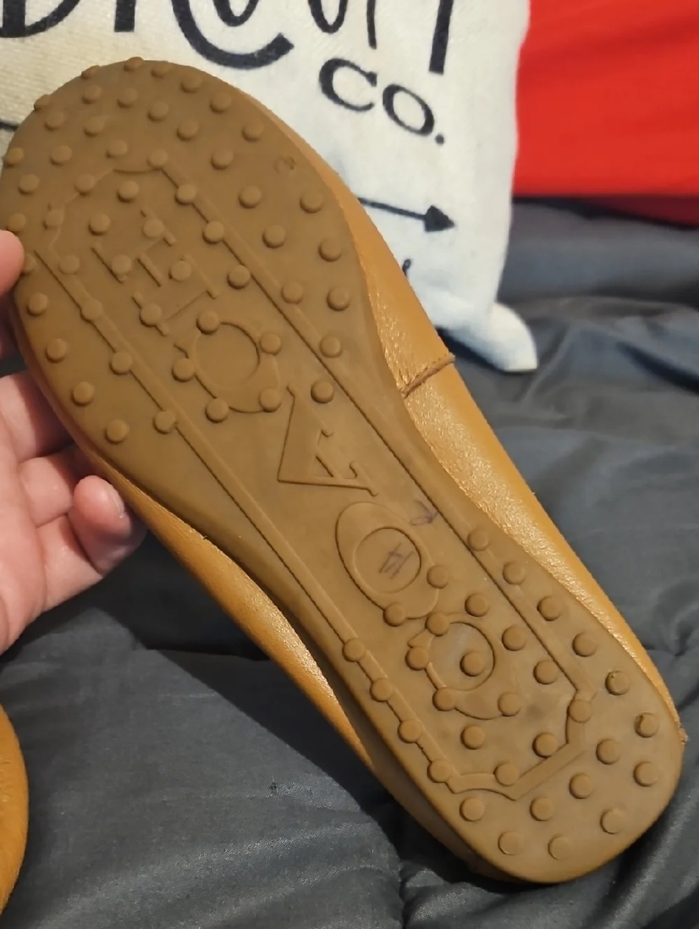 Coach‎ Federica Women’s Tan Leather Moccasin Loafers with Gold Accent